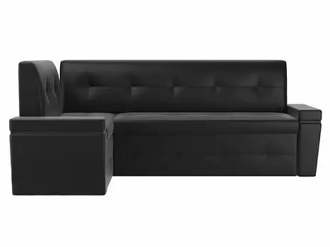 Диван кухонный угловой Деметра левый Экокожа Черный