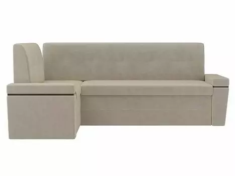 Диван кухонный угловой Деметра левый Микровельвет Бежевый