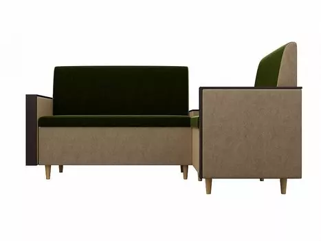 Диван кухонный угловой Модерн правый Микровельвет Зеленый