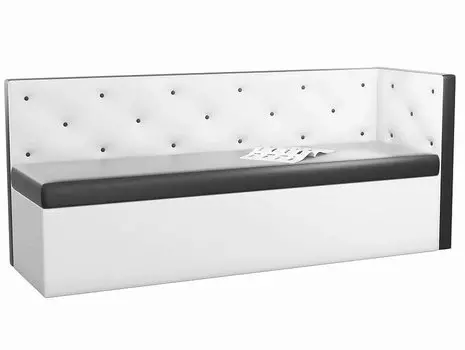 Диван кухонный угловой Салвадор правый Экокожа Черный Белый