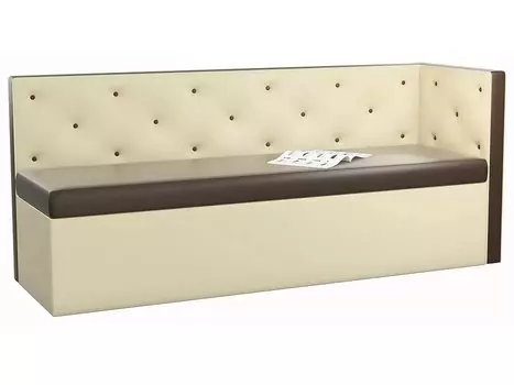 Диван кухонный угловой Салвадор правый Экокожа Коричневый Бежевый