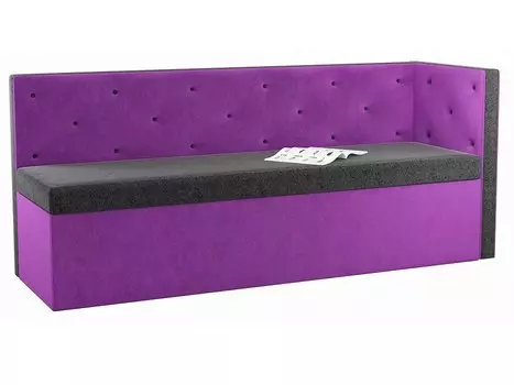 Диван кухонный угловой Салвадор правый Микровельвет Черный Фиолетовый