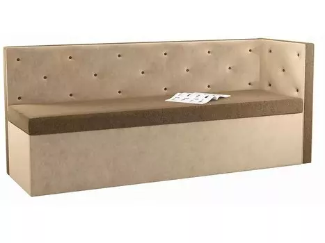 Диван кухонный угловой Салвадор правый Микровельвет Коричневый Бежевый