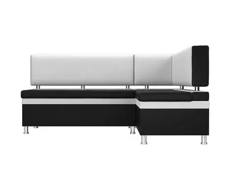 Диван кухонный угловой Стайл правый Экокожа Черный Белый