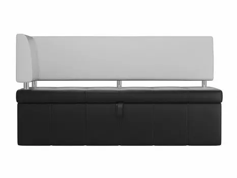 Кухонный угловой диван Стоун Экокожа Чёрный/Белый левый угол