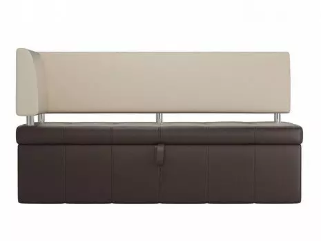 Кухонный угловой диван Стоун Экокожа Коричневый/Бежевый левый угол