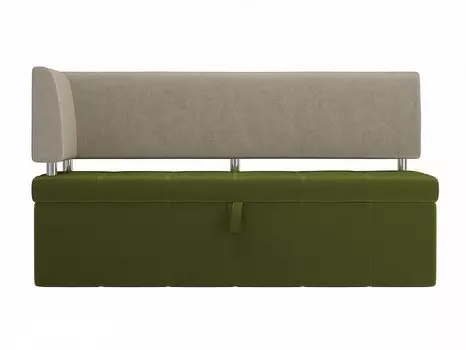 Кухонный угловой диван Стоун Микровельвет Зелёный/Бежевый левый угол