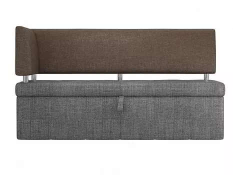 Диван кухонный угловой Стоун левый Рогожка Серый/Коричневый