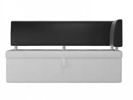 Кухонный угловой диван Стоун Экокожа Белый/Чёрный правый угол