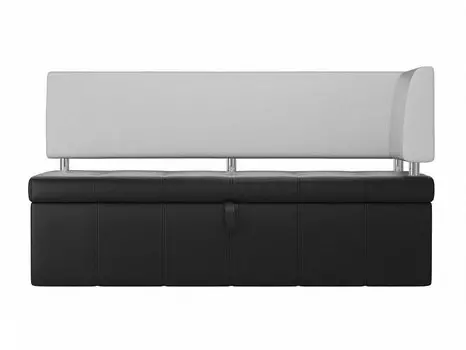 Кухонный угловой диван Стоун Экокожа Чёрный/Белый правый угол