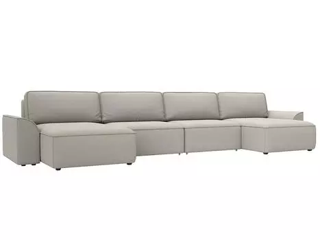 Диван п-образный Лига-048 НПБ лонг Рогожка Амур 02 бежевый