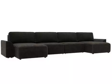 Диван п-образный Лига-048 НПБ лонг Велюр BRUT 17 коричневый