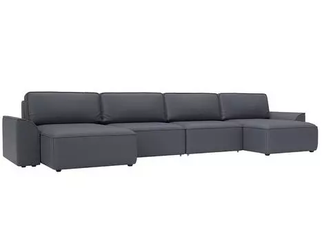 Диван п-образный Лига-048 НПБ лонг Экокожа GRIFON 15 серый