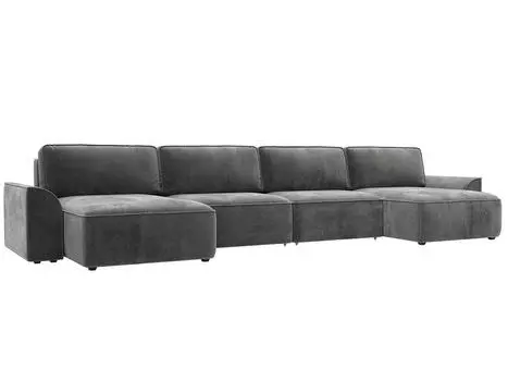 Диван п-образный Лига-048 НПБ лонг Велюр TOWER 10 серый