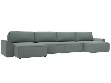 Диван п-образный Лига-048 НПБ лонг Рогожка Амур 07 серый