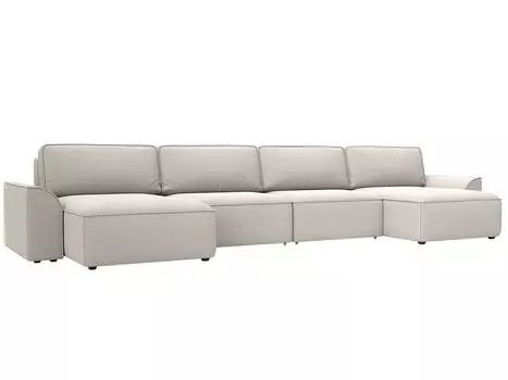 Диван п-образный Лига-048 НПБ лонг Замша JOLY 05 бежевый