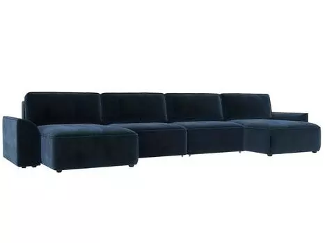 Диван п-образный Лига-048 НПБ лонг Велюр TOWER 13 синий