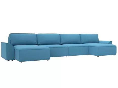 Диван п-образный Лига-048 НПБ лонг Рогожка Амур 10 голубой