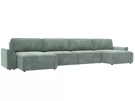 Диван п-образный Лига-048 НПБ лонг Велюр BRUT 08 зеленый