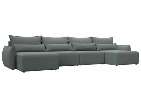 Диван п-образный Лига-051 НПБ Лонг Рогожка Амур 07 серый