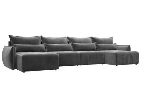 Диван п-образный Лига-051 НПБ Лонг Велюр TOWER 10 серый