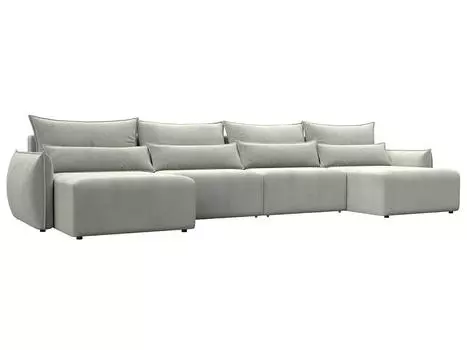 Диван п-образный Лига-051 НПБ Лонг Велюр TOWER 01 молочный