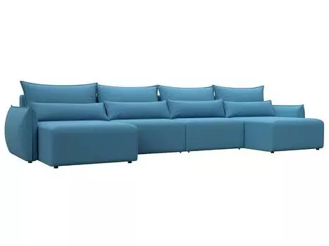 Диван п-образный Лига-051 НПБ Лонг Рогожка Амур 10 голубой