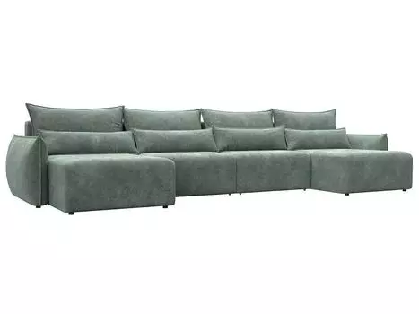 Диван п-образный Лига-051 НПБ Лонг Велюр BRUT 08 зеленый