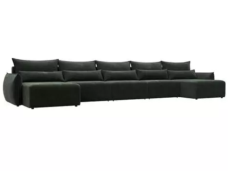 Диван п-образный Лига-051 НПБ МегаЛонг Шенилл RIMINI 09 зеленый