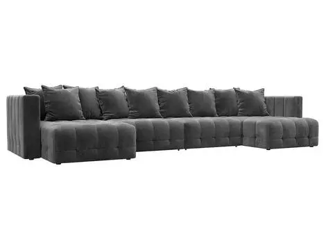 Диван п-образный Лига-052 НПБ Лонг Велюр TOWER 10 серый