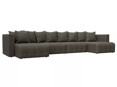 Диван п-образный Лига-052 НПБ Лонг Велюр NESS 07 коричневый