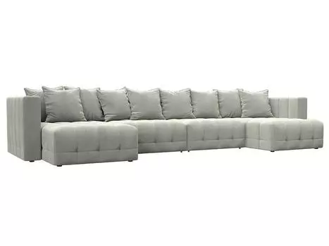 Диван п-образный Лига-052 НПБ Лонг Велюр TOWER 01 молочный