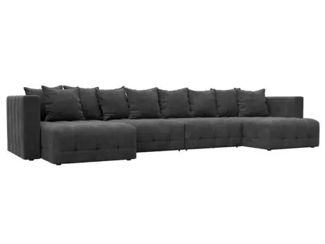 Диван п-образный Лига-052 НПБ Лонг Велюр BRUT 16 темно-серый