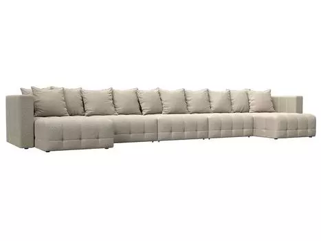 Диван п-образный Лига-052 НПБ МегаЛонг Велюр NESS 04 бежевый