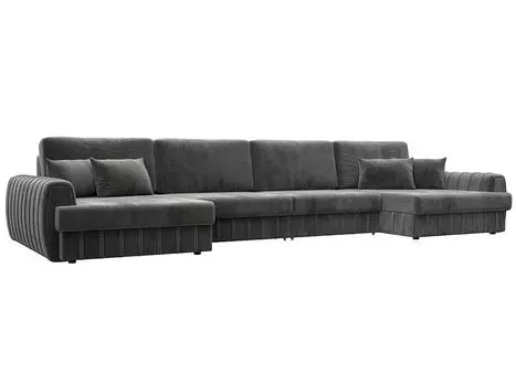 Диван п-образный Лига-057 НПБ Лонг Велюр TOWER 10 серый