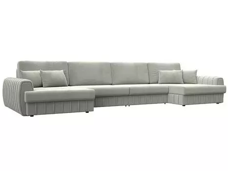 Диван п-образный Лига-057 НПБ Лонг Велюр TOWER 01 молочный