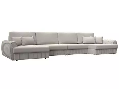 Диван п-образный Лига-057 НПБ Лонг Замша JOLY 05 бежевый