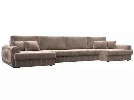 Диван п-образный Лига-057 НПБ Лонг Велюр TOWER 05 бежевый