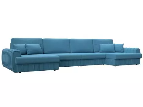 Диван п-образный Лига-057 НПБ Лонг Рогожка Амур 10 голубой