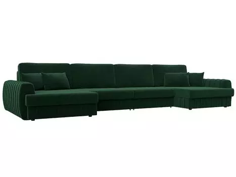 Диван п-образный Лига-057 НПБ Лонг Велюр SEVEN 626 зеленый