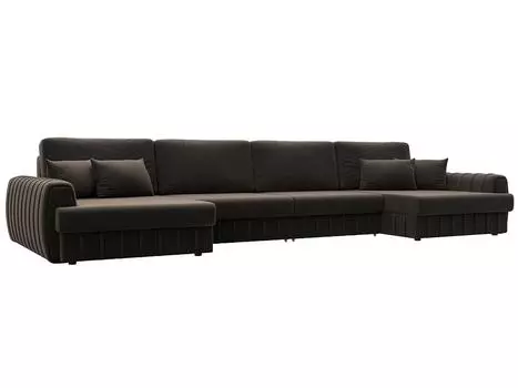 Диван п-образный Лига-057 НПБ Лонг Велюр SEVEN 727 коричневый