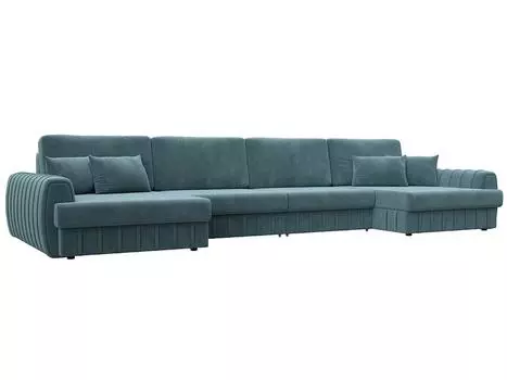 Диван п-образный Лига-057 НПБ Лонг Велюр SEVEN 113 бирюзовый
