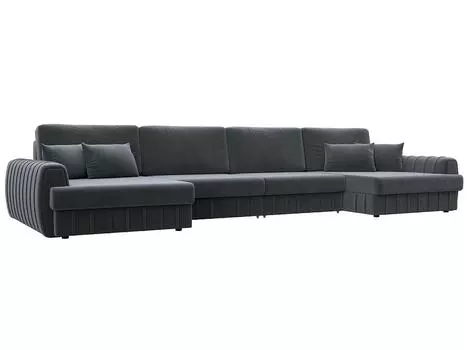 Диван п-образный Лига-057 НПБ Лонг Велюр SEVEN 17 серый