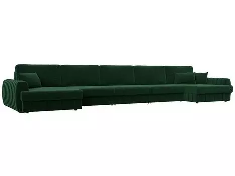Диван п-образный Лига-057 НПБ МегаЛонг Велюр SEVEN 626 зеленый