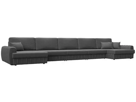 Диван п-образный Лига-057 НПБ МегаЛонг Замша JOLY 13 серый