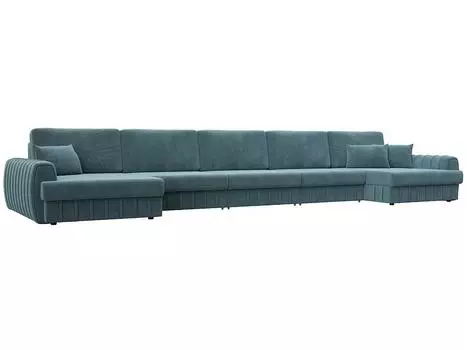 Диван п-образный Лига-057 НПБ МегаЛонг Велюр SEVEN 113 бирюзовый