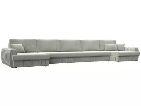 Диван п-образный Лига-057 НПБ МегаЛонг Велюр TOWER 01 молочный