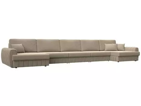 Диван п-образный Лига-057 НПБ МегаЛонг Велюр SEVEN 729 бежевый