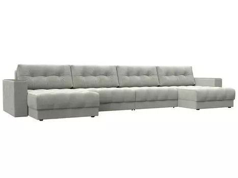 Диван п-образный с декором Лига-049 НПБ Лонг Велюр TOWER 01 молочный