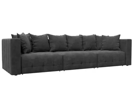 Диван прямой Лига-052 НПБ Лонг Велюр BRUT 16 темно-серый